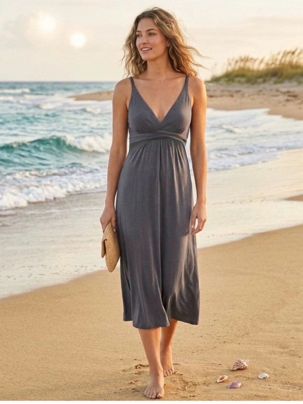 Velvet By Graham And Spencer Gray Sleeveless Midi Dress